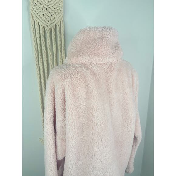 Tommy Hilfiger Pink Faux Fur Half Zip Pullover Teddy Jacket Large - Picture 6 of 7